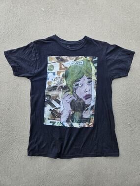 Imperial Motion Mens Large Black Graphic T-Shirt Comic Pop Art Never Established